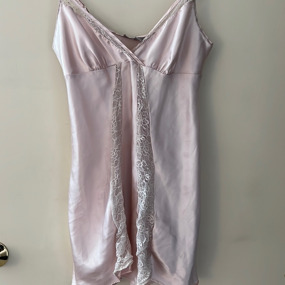 Women’s light pink lace slip dress